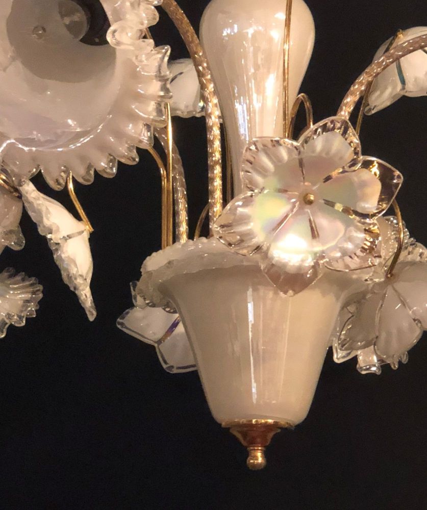 Italian Murano Glass Tulip Form Chandelier