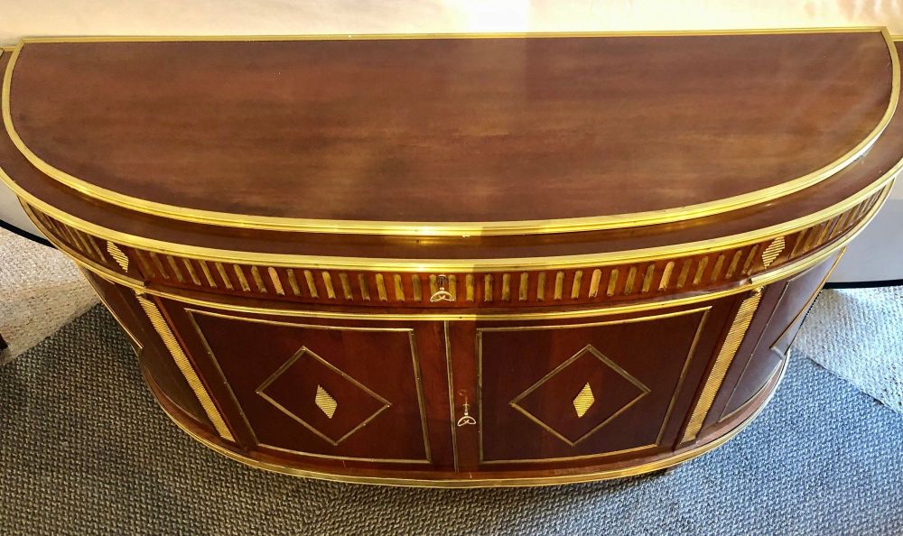 Palatial Russian Neoclassical Style Demilune Console Cabinet