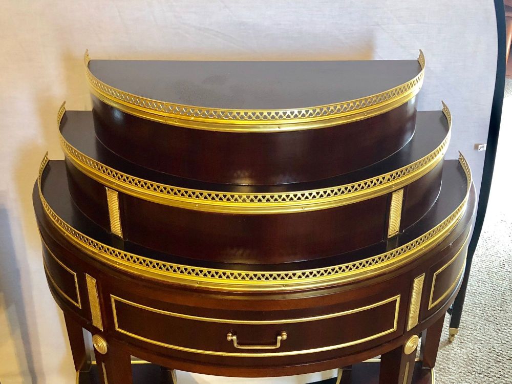 Pair of Russian Neoclassical Style Demilune End Tables or Nightstand Commodes
