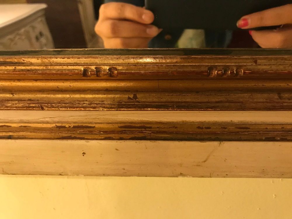 Louis XVI Style Painted & Parcel-Gilt Trumeau Console or over the Mantle Mirror