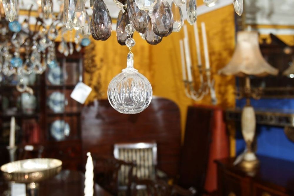 Bronze and Crystal Chandelier
