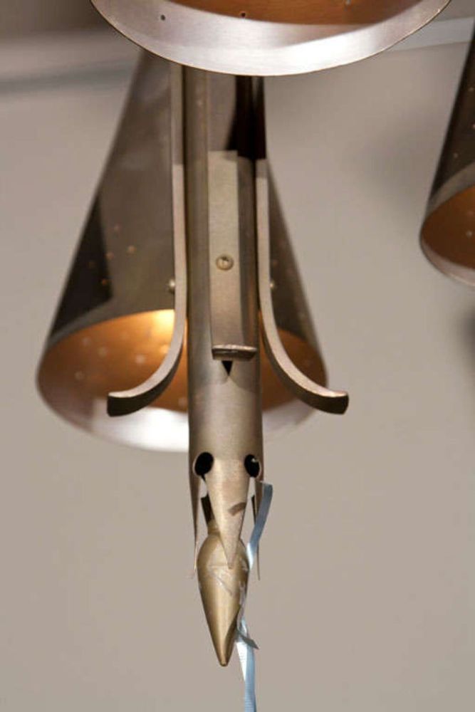 Pair of Art Deco Style Metal Fixtures One Chrome One Brass