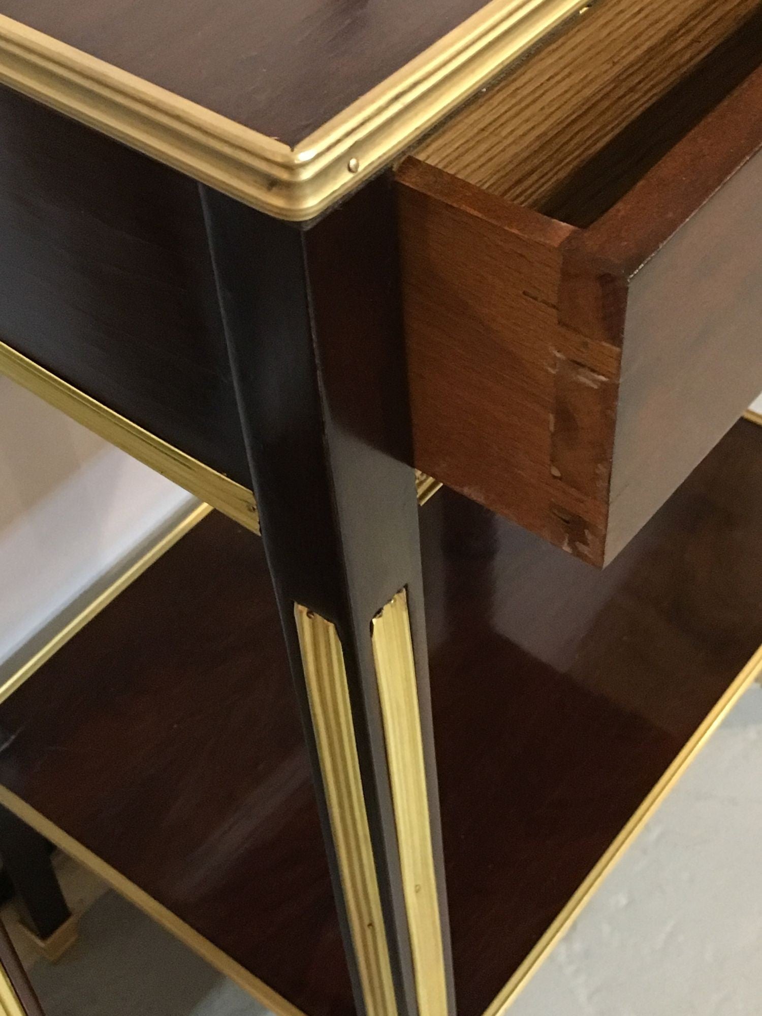 Pair of One Drawer Neoclassical Style Bronze-Mounted Mahogany End / Side Tables