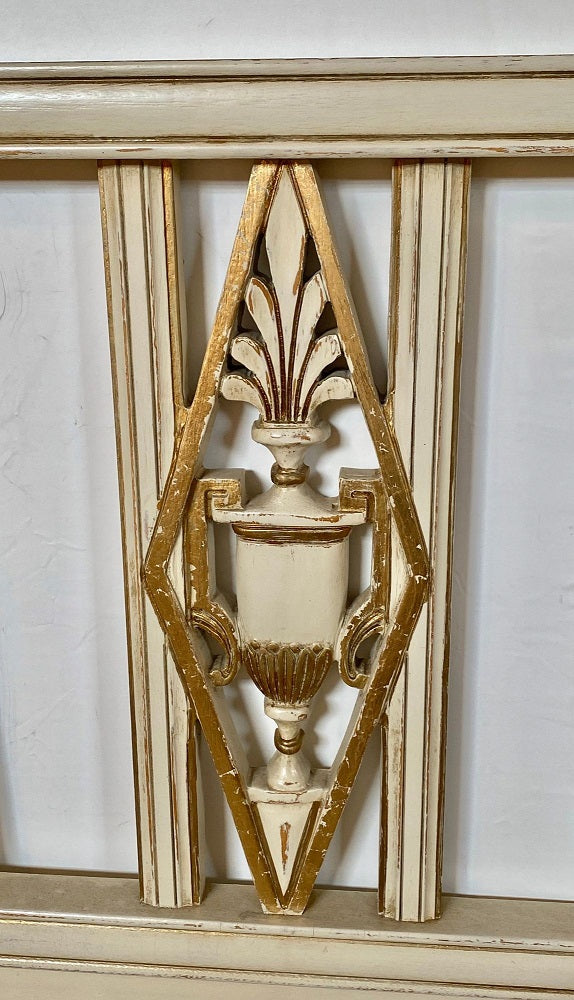 Hollywood Regency Headboard, Queen Size Bed, Gilt and Paint Decorated