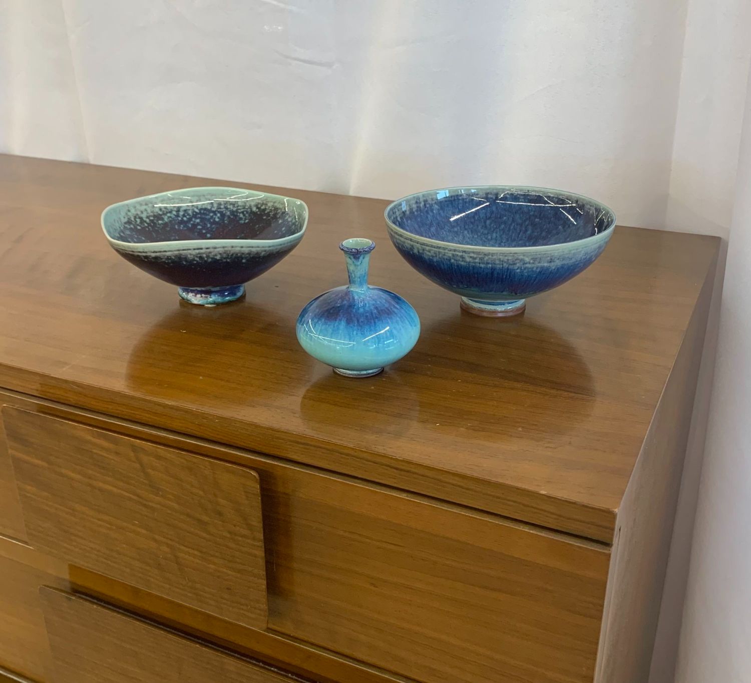 Swedish Mid Century Modern Studio Stoneware by Berndt Friberg, Vase, Bowl