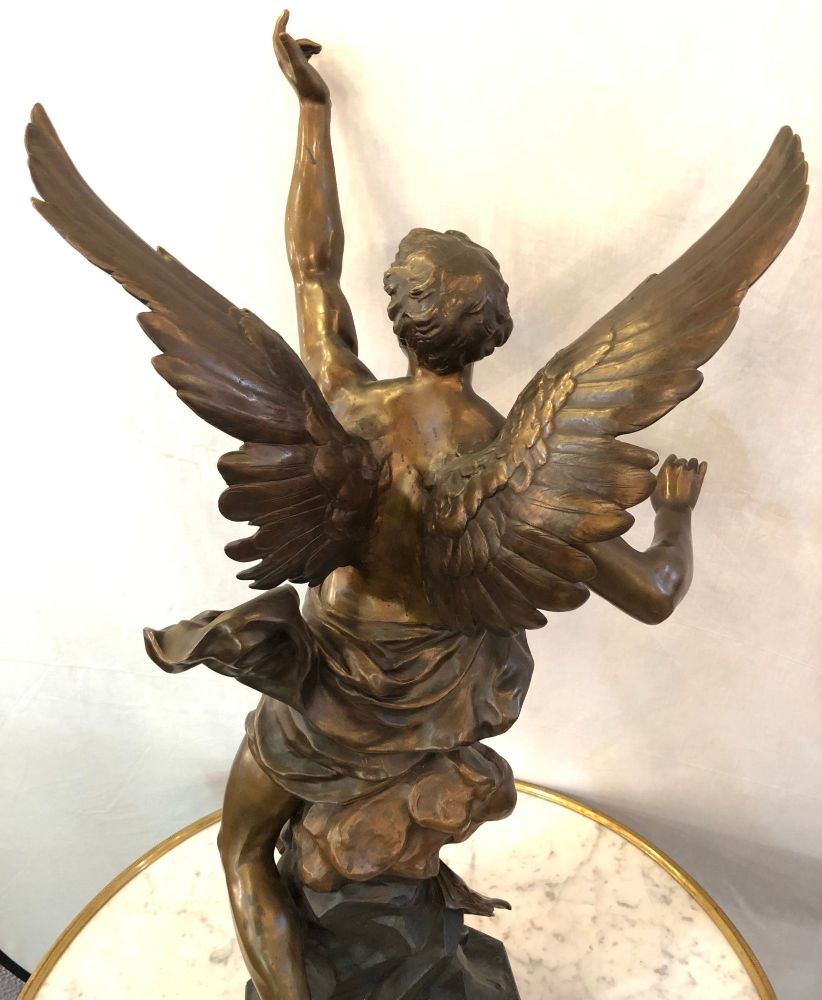 La Pensee by Emile Louis Picault Bears Foundry Mark 19th Century Bronze Statue