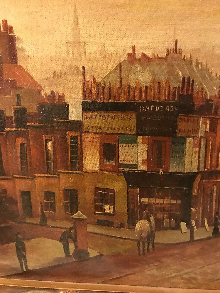 Oil on Canvas "City View" Sunset City Scene with Palace Signed Kitty Young