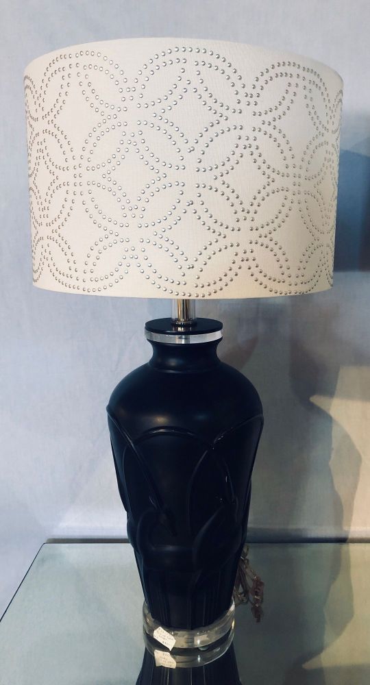 Pair of Art Deco Style Modern Black Table Lamps Lucite Base and Antelopes