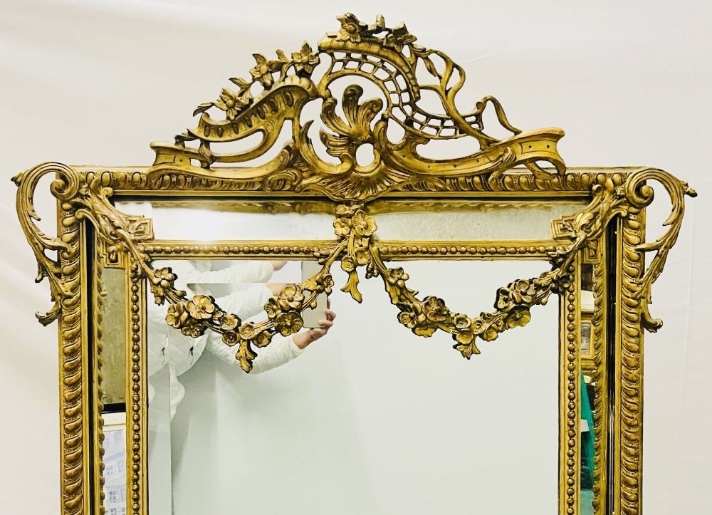 19Th Century Louis XVI Style, Console, Wall Mirror, Gilt Wood,