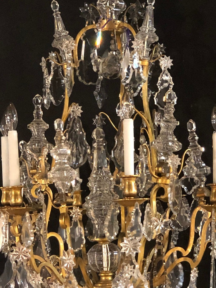 19th Century Bronze and Large Crystal Palatial Chandelier