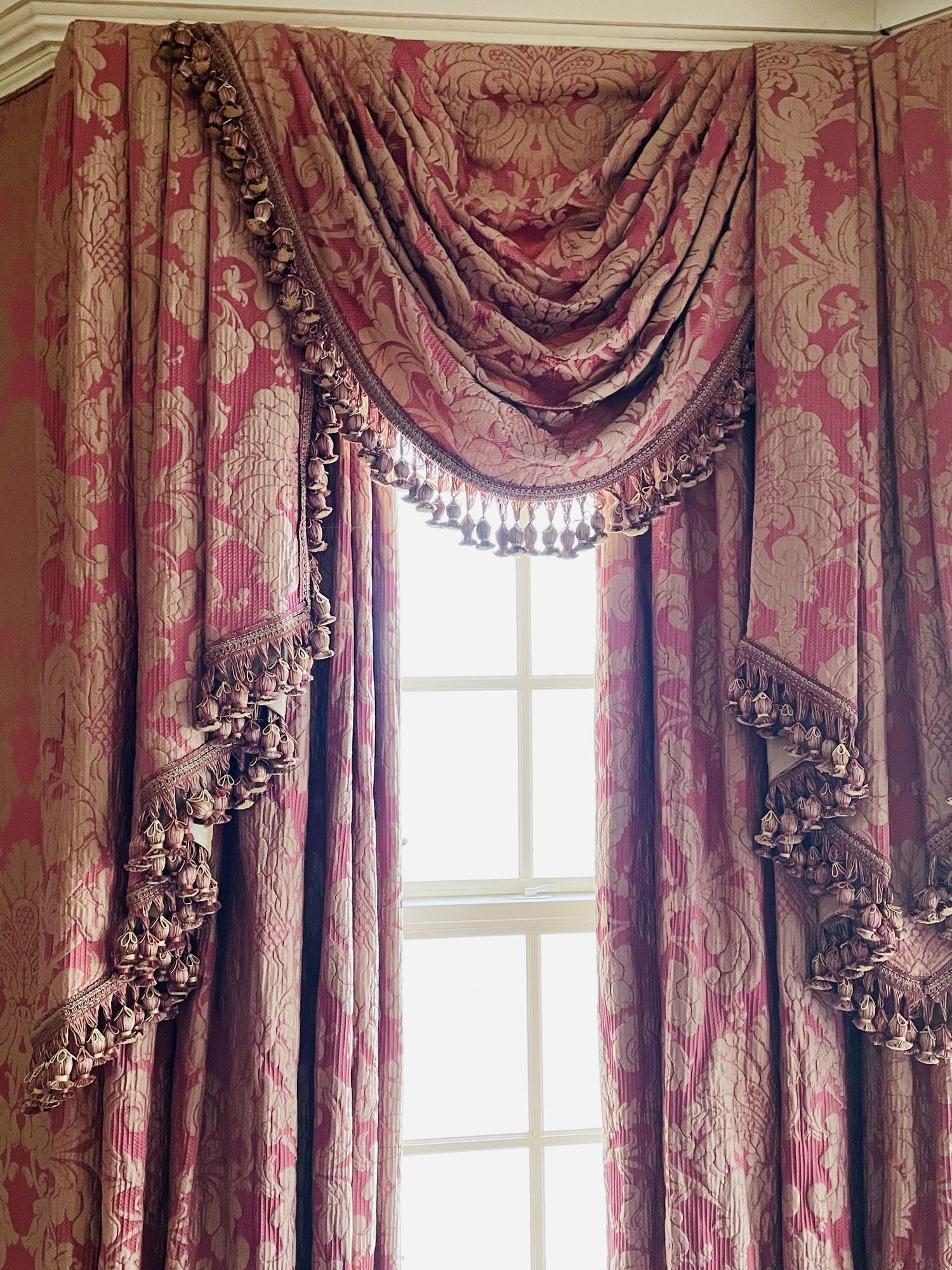 Pair of Burgundy Wall or Window Treatments, Curtains, Drapes, Scalamandré