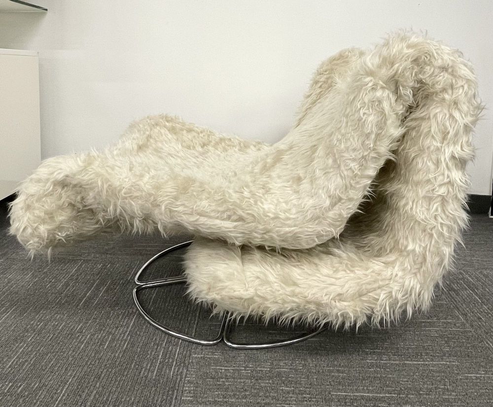 Low Slung Vintage Swivel Chair in New Fur