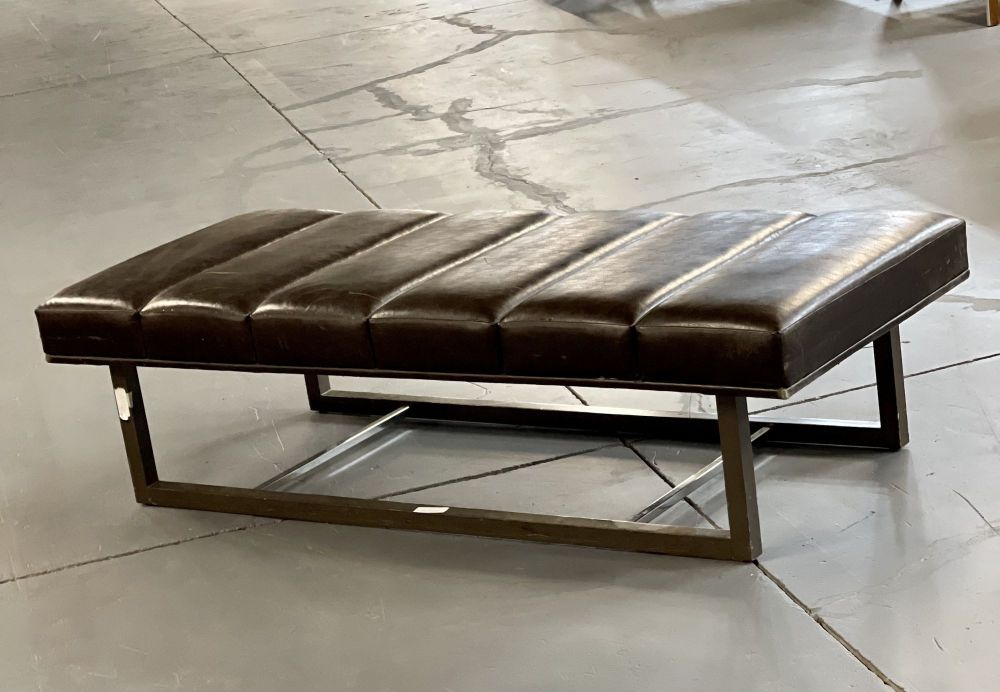 Mid-Century Modern Bench / Ottoman, Leather, Steel
