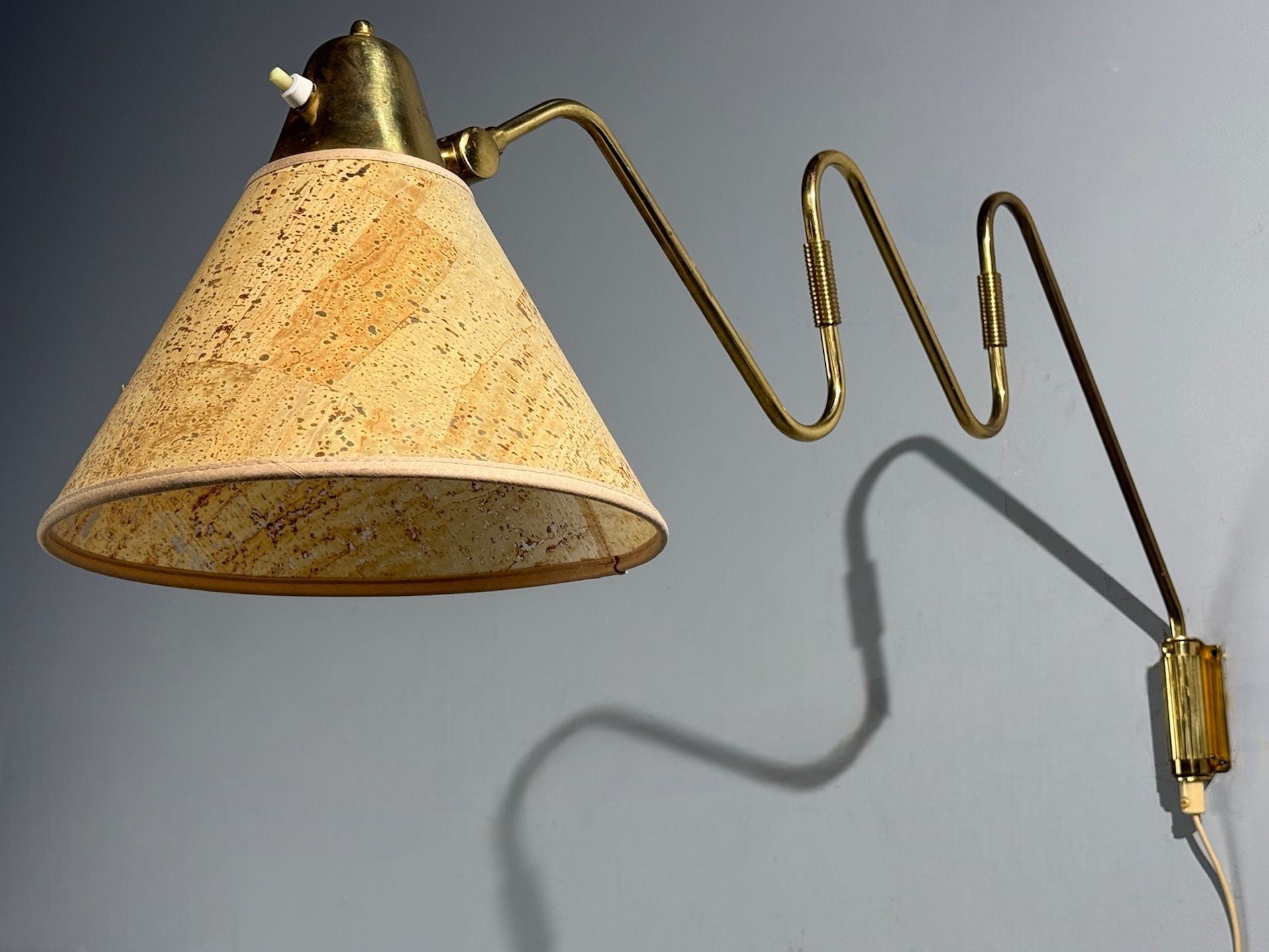 Danish Modern, Articulating Wall Light, Brass, Denmark, 1960s