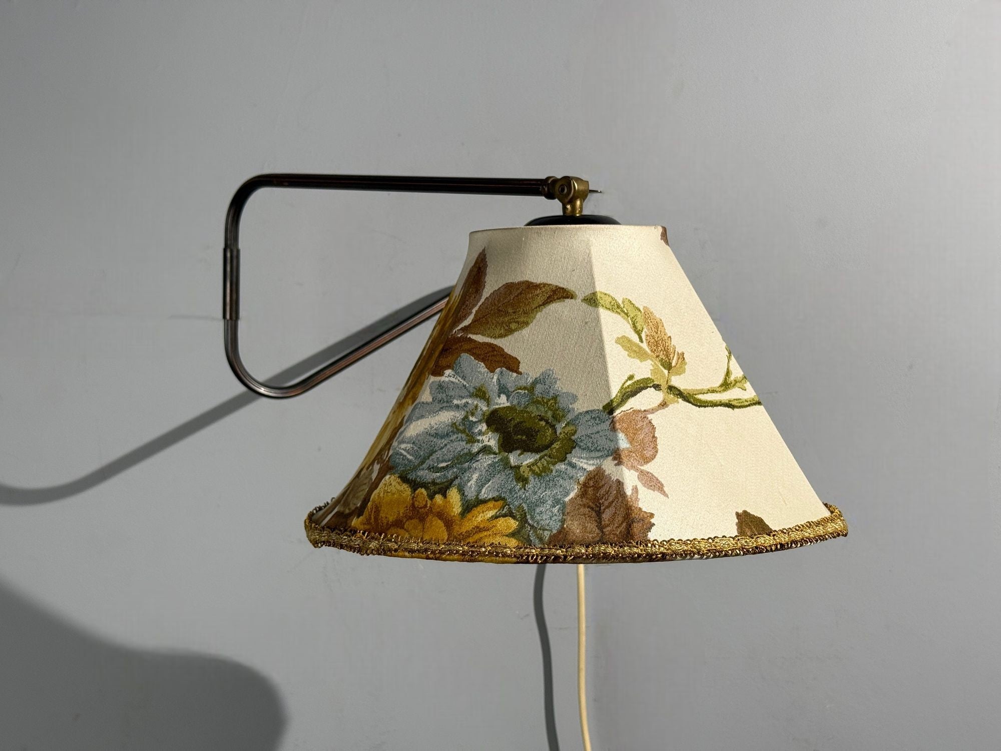 Swedish Modern, Adjustable Wall Light, Copper, Sweden, 1970s