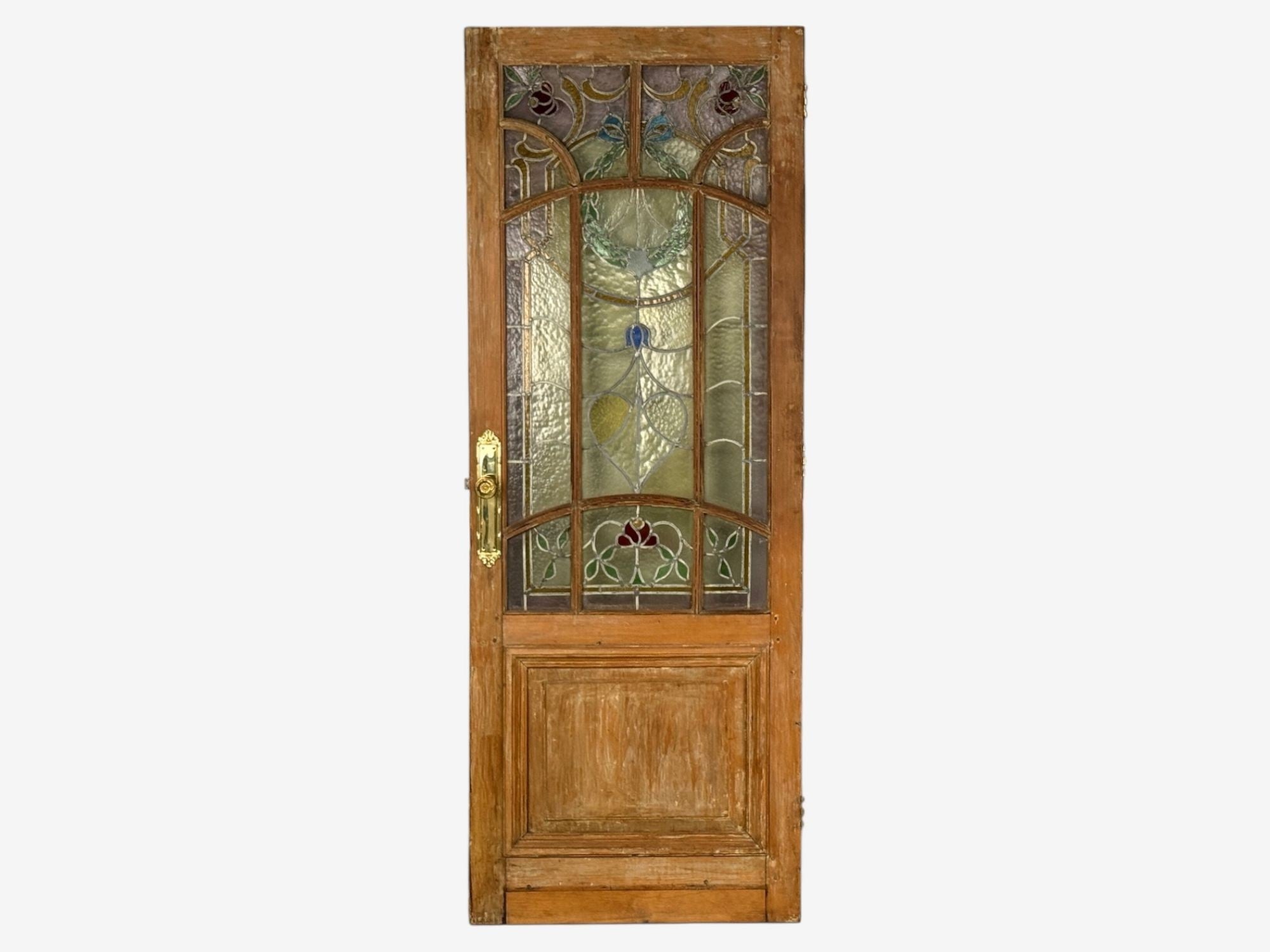 Neoclassical, Wood, Art Glass, Large Stained Glass Doors, Italy, 1930s