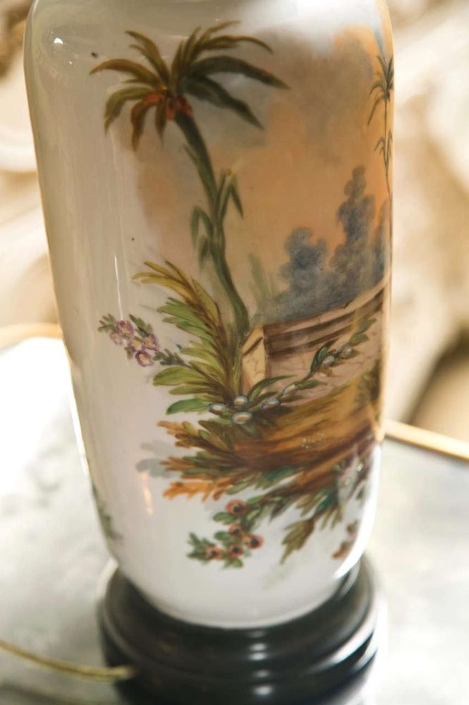 19 C. French Chinoiserie Porcelain Lamps - Pair