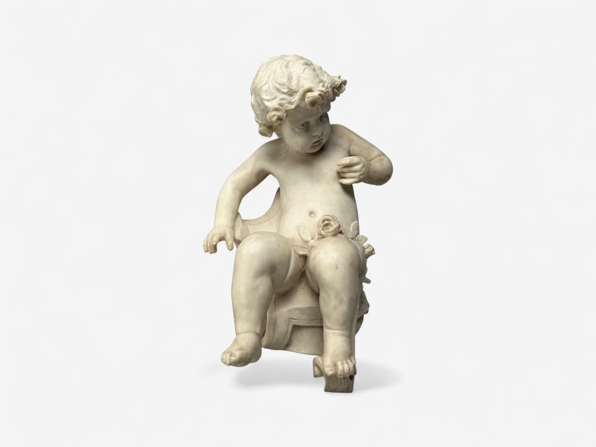 Neoclassical, Faux Marble, Seated Angel Busts on Sleighs, Italy, 1960s
