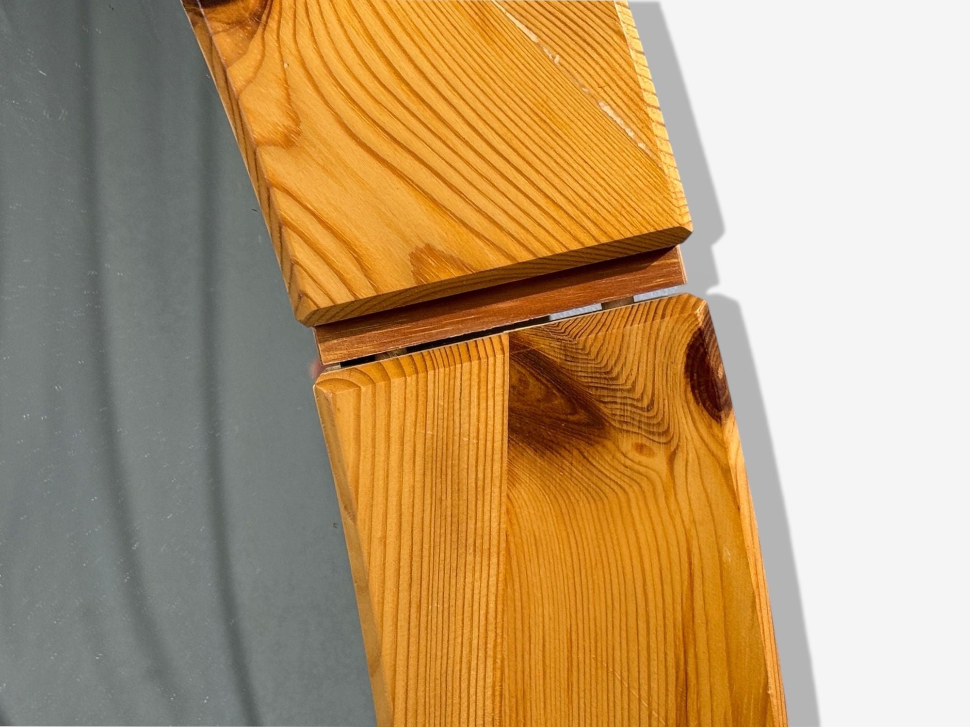 Swedish Modern, Oval Wall Mirror, Pine, Sweden, 1970s