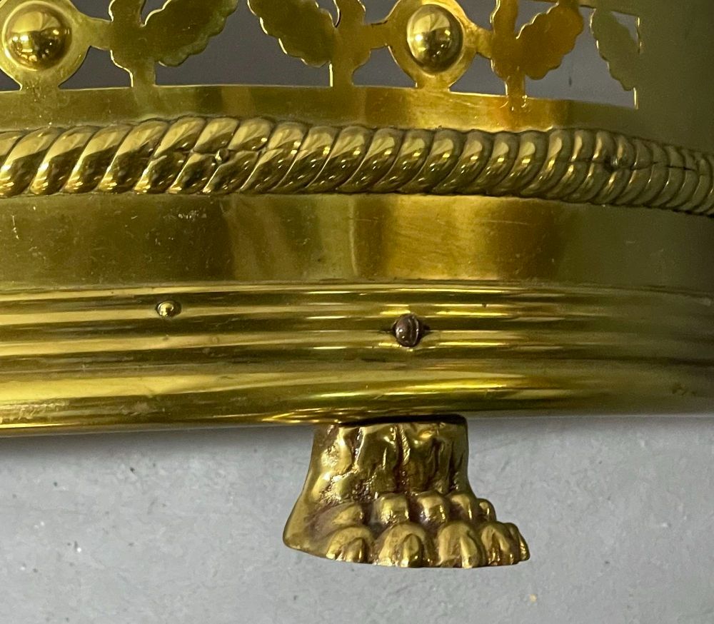 Antique Georgian Brass Fireplace Fender, Traditional Claw Foot Design
