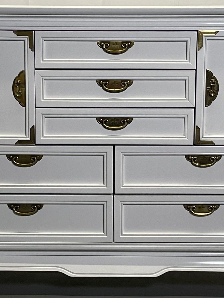 A White Lacquered Campaign Style Chest, Cabinet or Mini Armiore