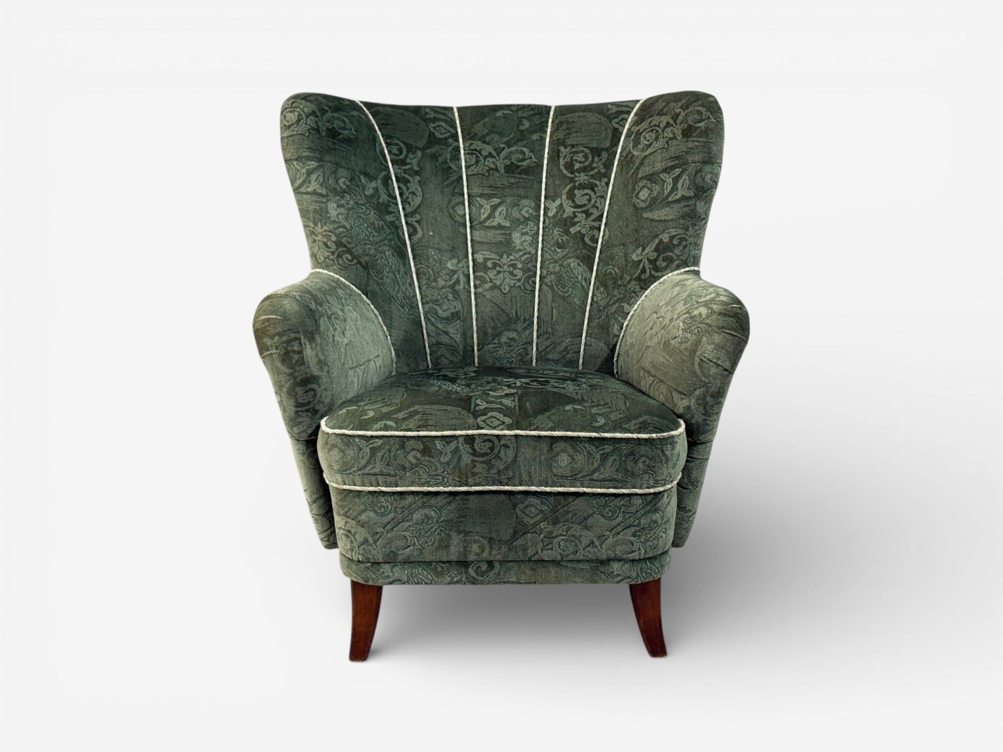 Ilmari Lappalainen, Lounge Chairs, Beech, Green Fabric, Finland, 1950s