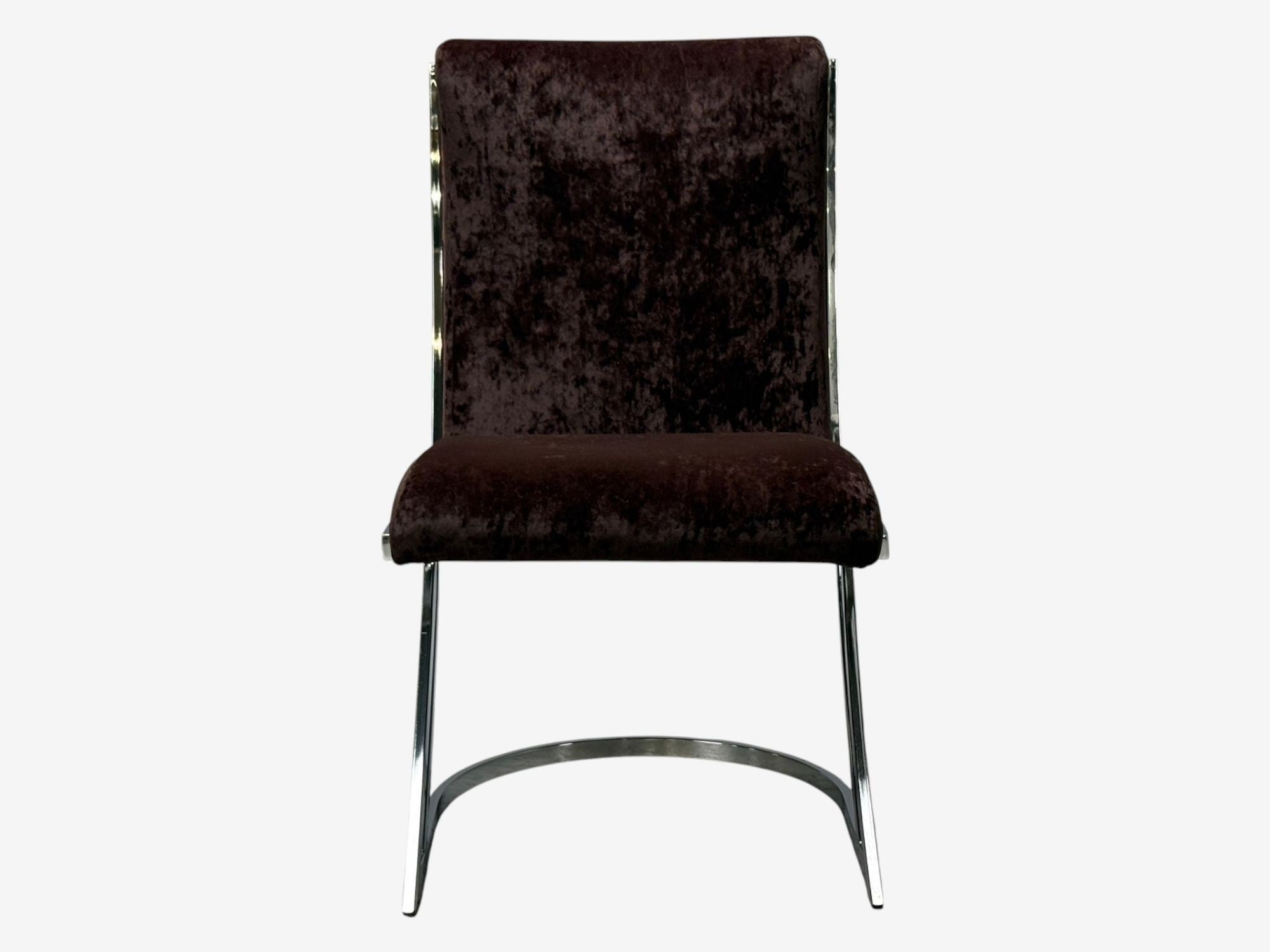 Pierre Cardin, Chromed Metal, Velvet, Six Dining Chairs, USA, 1970s
