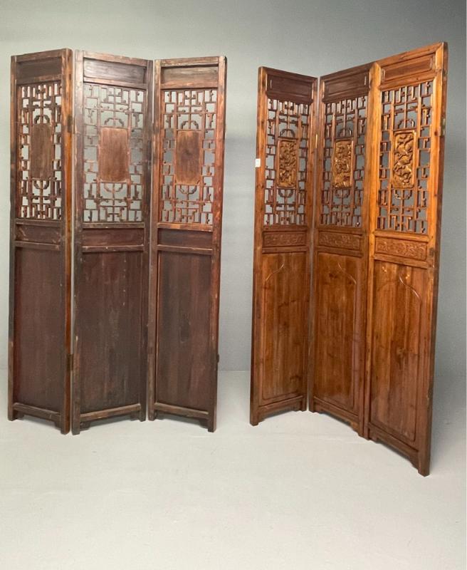 Asian 19th Century Folding Screen / Room Divider, Rosewood, Teak, Six Panel