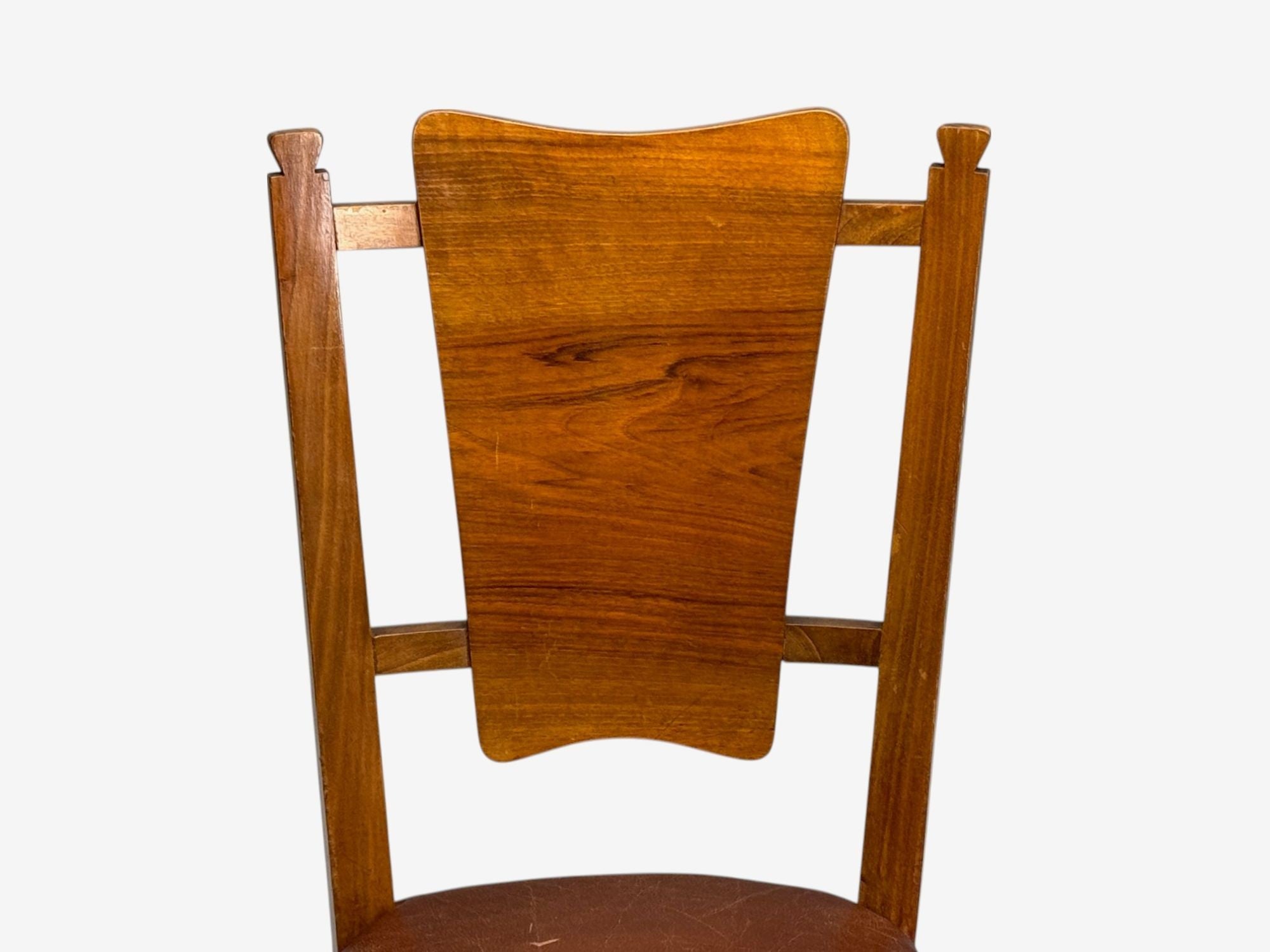 Italian Modern, Walnut, Leatherette, Eight Dining Chairs, Italy, 1950s