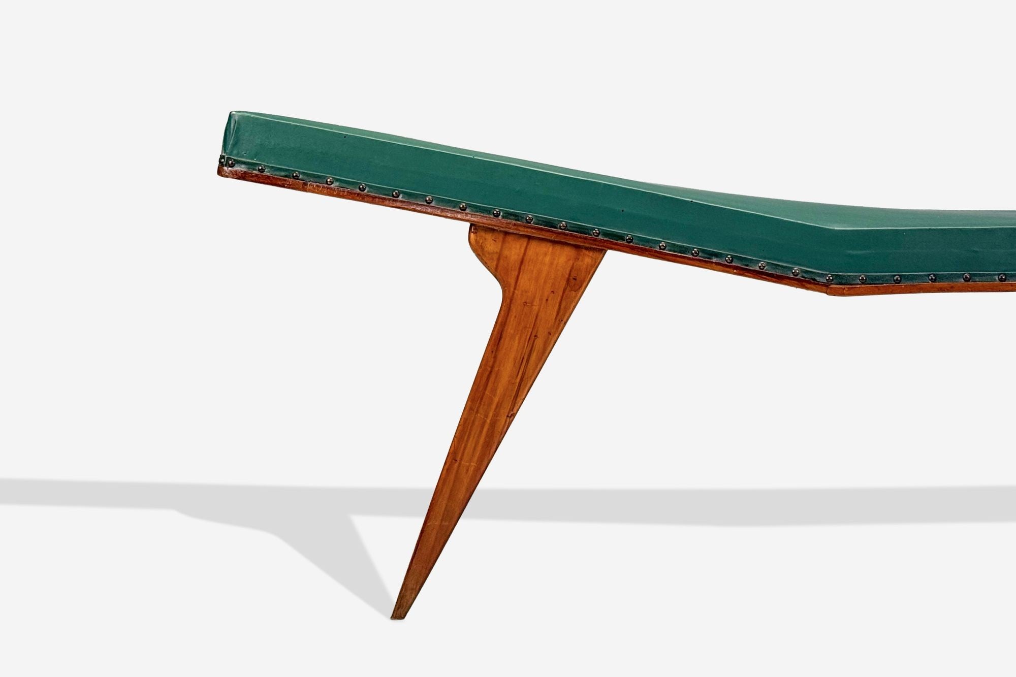 Italian Modern, Walnut, Leatherette, Chaise Lounge, Italy, 1950s