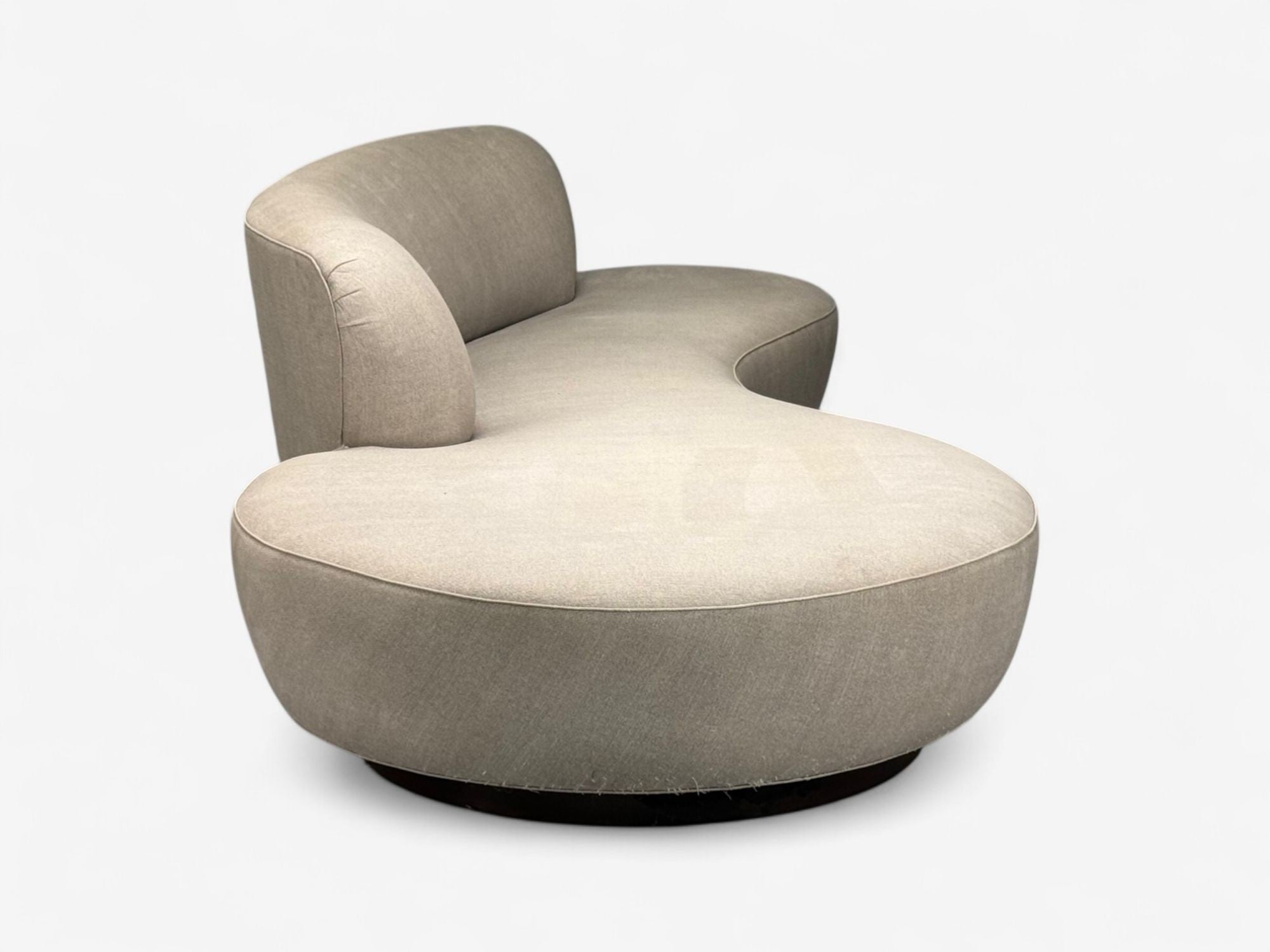 Vladimir Kagan, Walnut, Fabric, Monumental Serpentine Sofa, USA, 2000s
