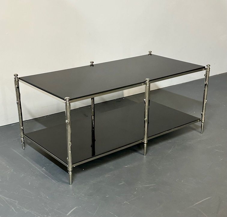Modern Two Tier Maison Bagues Style Coffee / Low Table, Black Granite