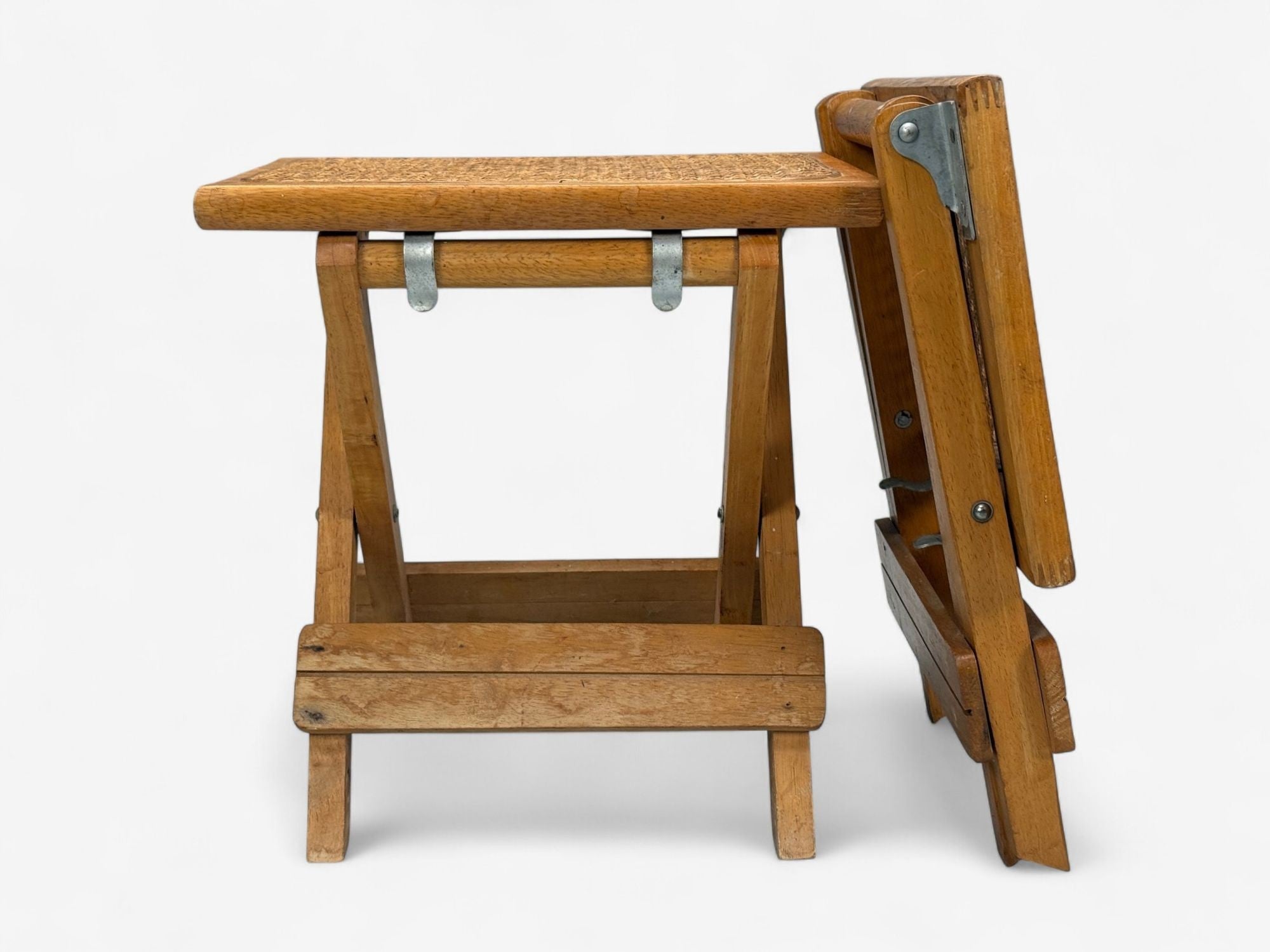 Danish Modern, Oak, Cane, Folding Side Tables, Denmark, 1970s