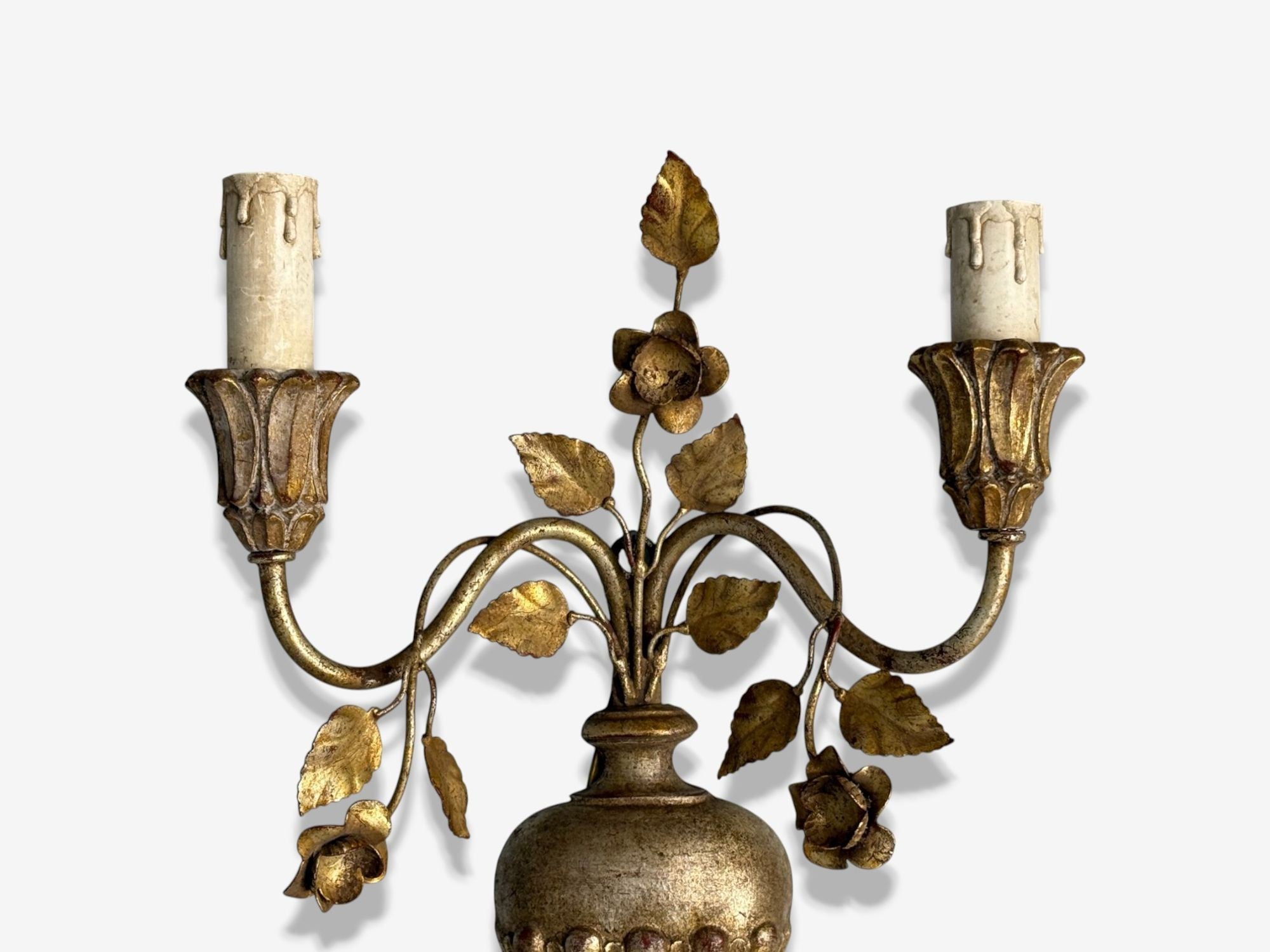 Palladio, Italian Neoclassical, Giltwood, Silver Leaf, Wall Lights, Italy, 1974