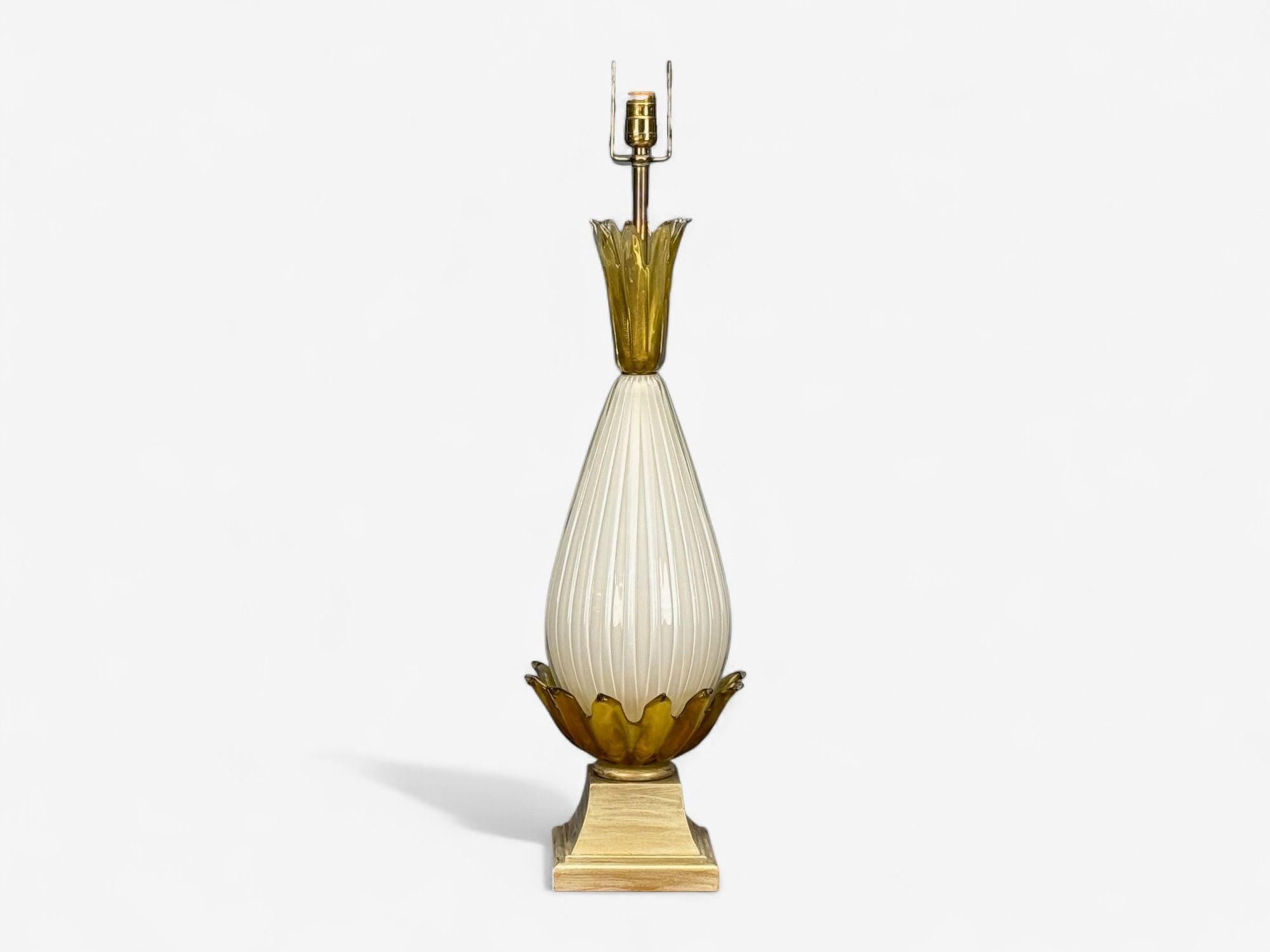 Italian Modern, Murano Glass, Wood, Large Table Lamps, Italy, 1940s