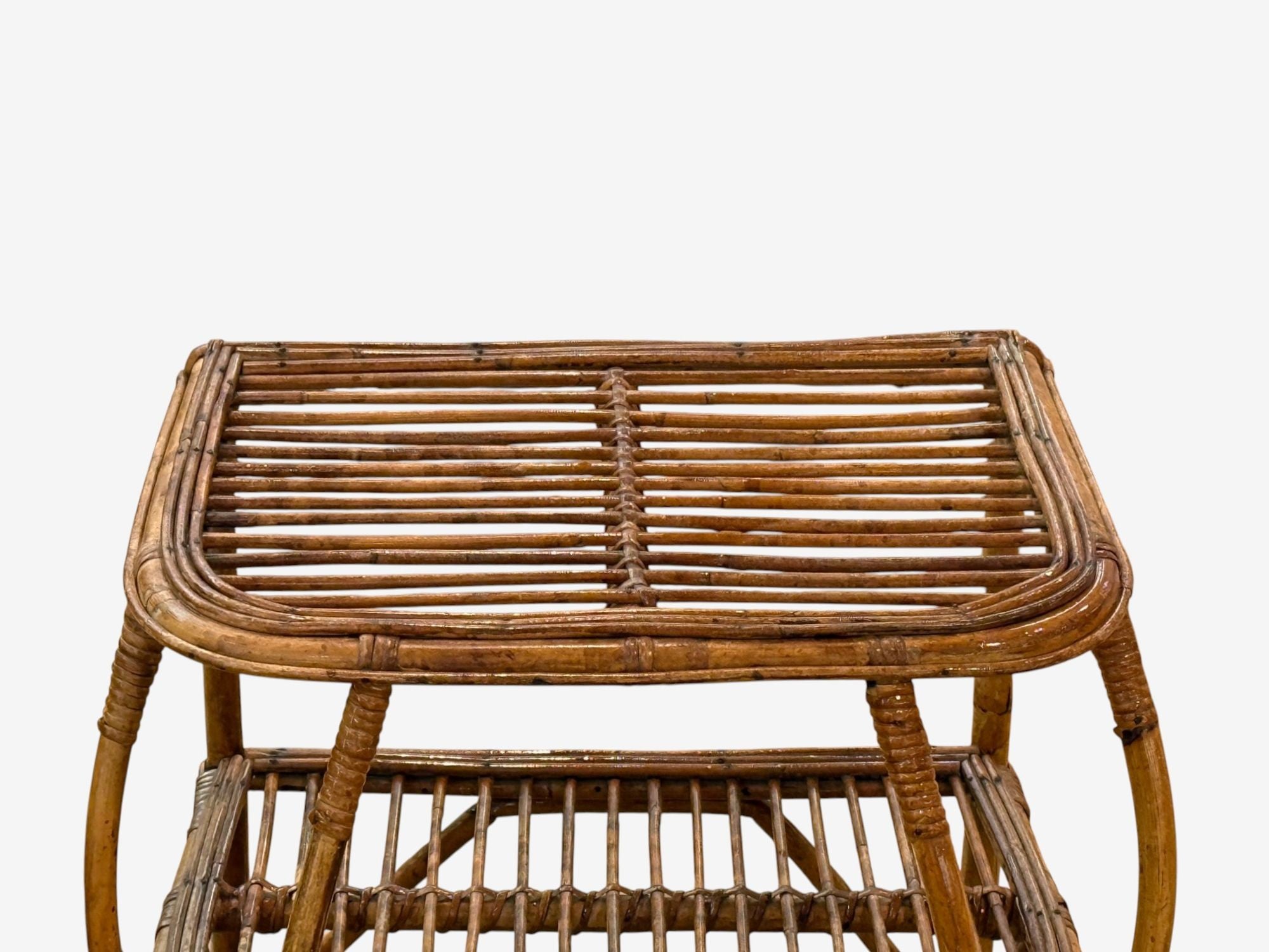Italian Modern, Rattan, Bamboo, Cane, Side Table, Italy, 1960s