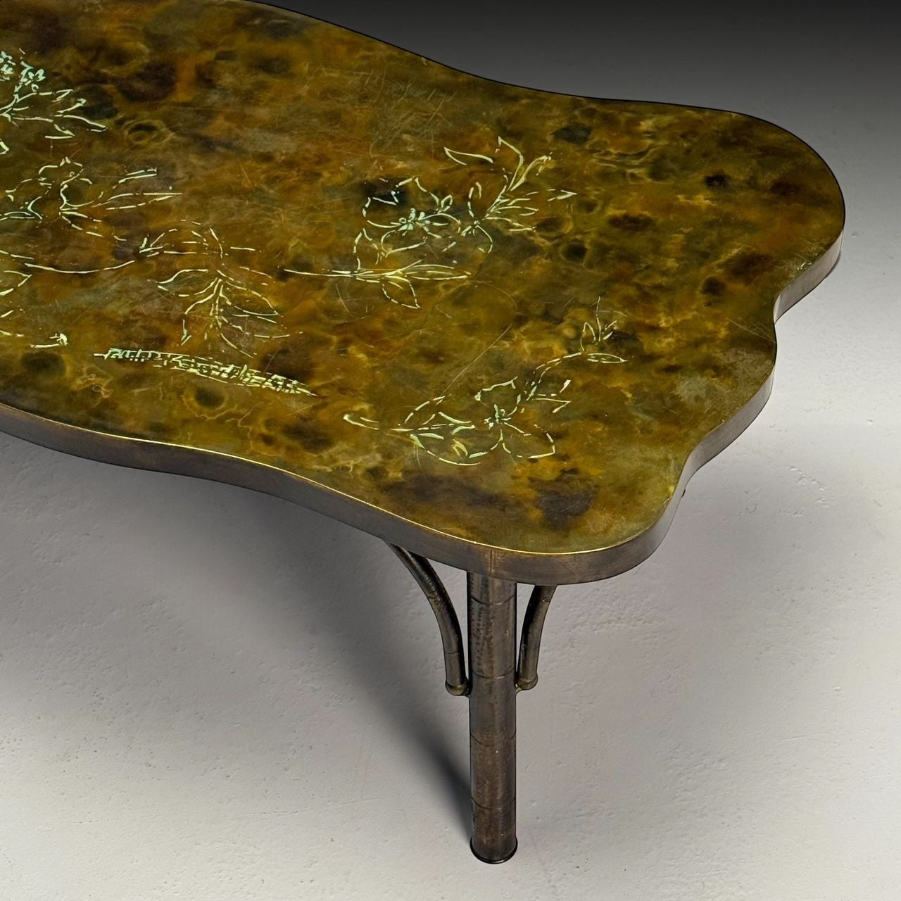 Philip & Kelvin LaVerne, Mid-Century Modern, Organic Form Coffee Table, Bronze
