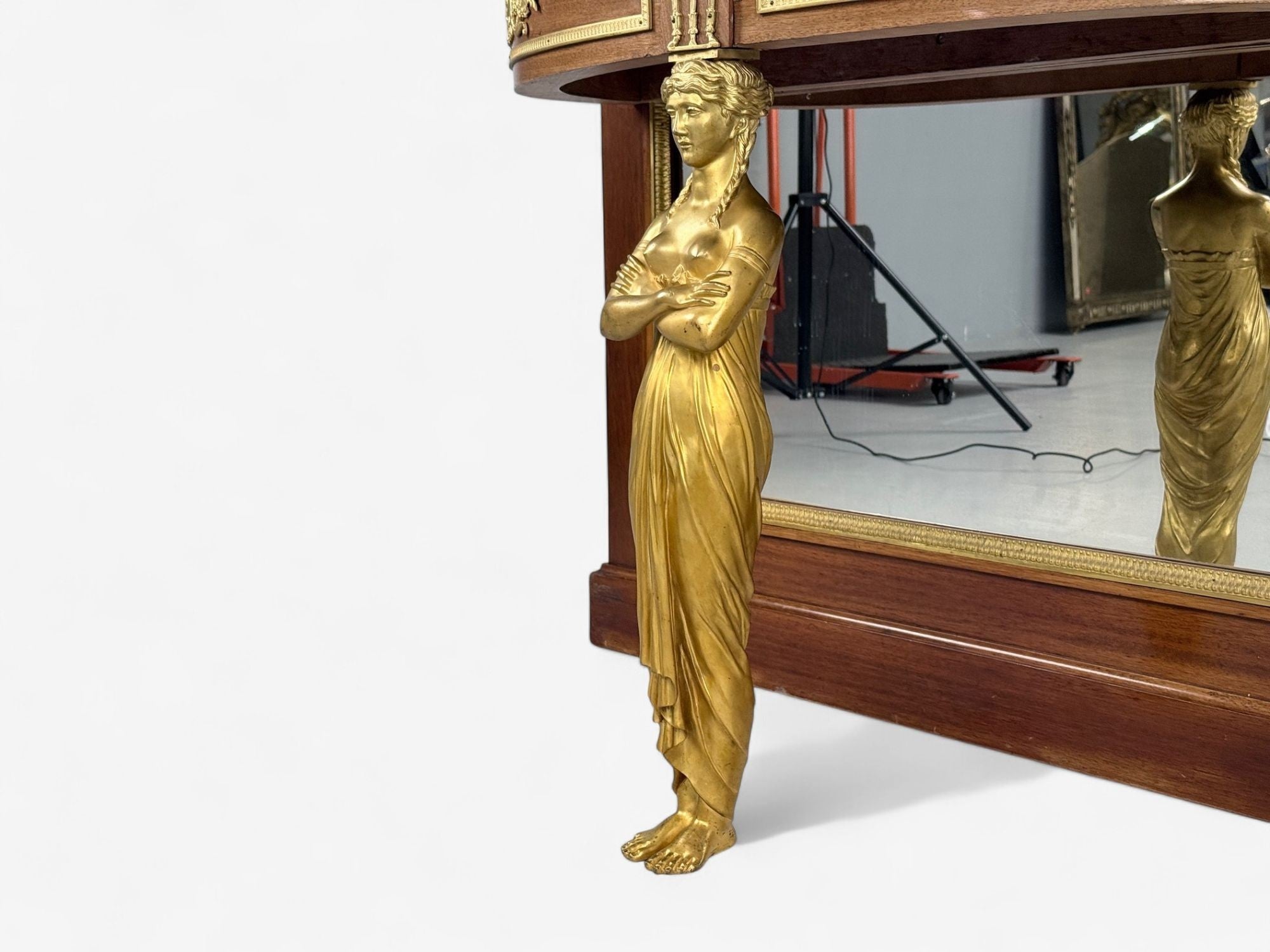 Empire Revival, Mahogany, Bronze, Monumental Mirror and Console, France, 19th c.