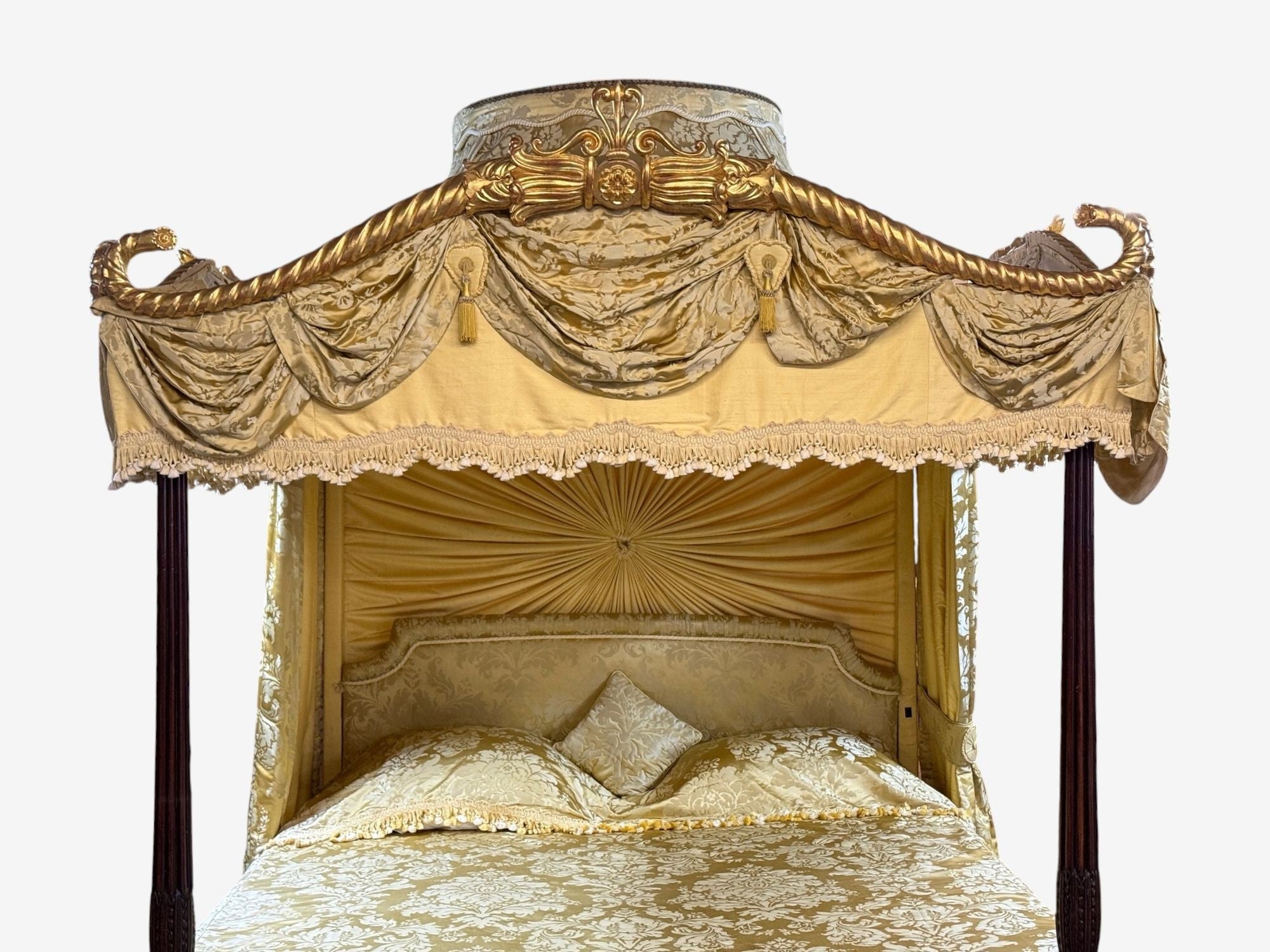 George III, Mahogany, Gilt-Wood, Silk, Canopy Bed, England c. 1880s