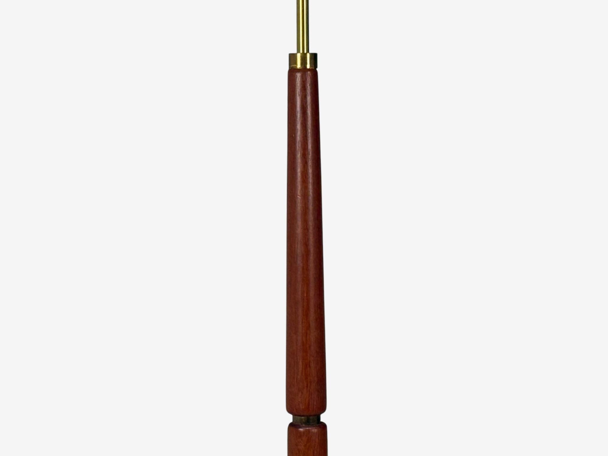 Danish Modern, Teak, Brass, Paper, Floor Lamp, Denmark, 1960s
