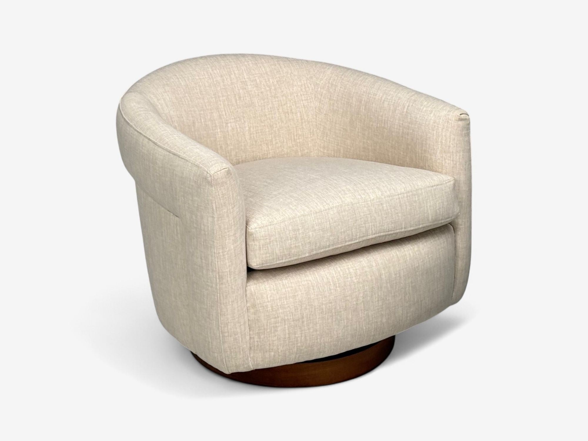 Milo Baughman, Beige Upholstery, Walnut, Tilt & Swivel Chairs, USA, 1970s