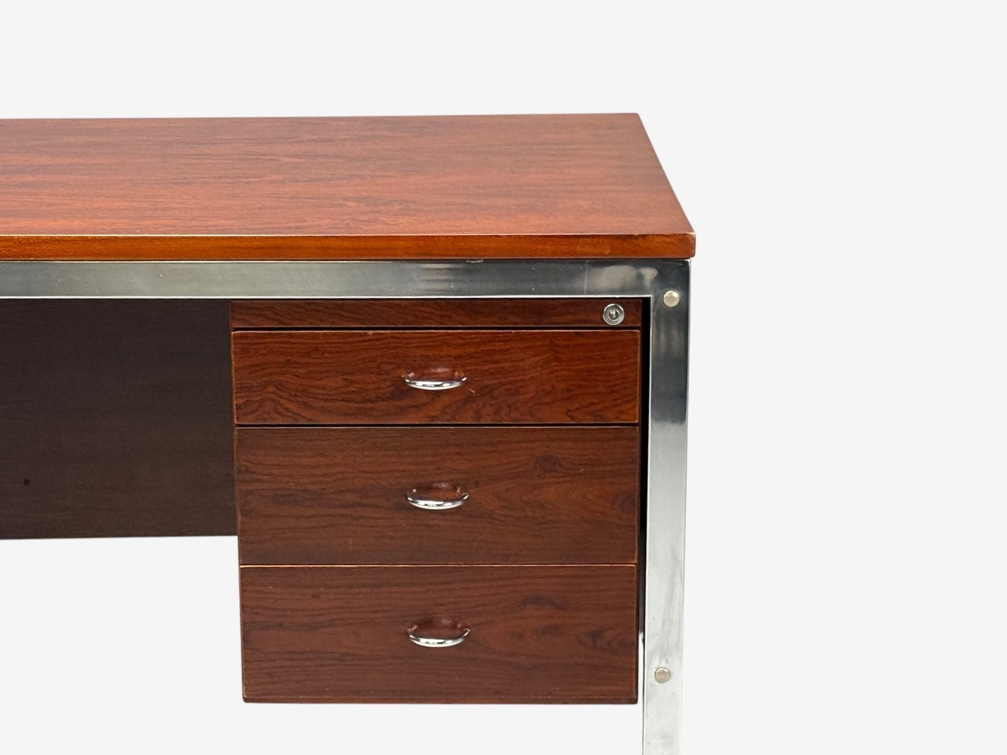 Jean Gillon, Brazilian Modern, Jacaranda, Chrome, Writing Desk, Brazil, 1960s