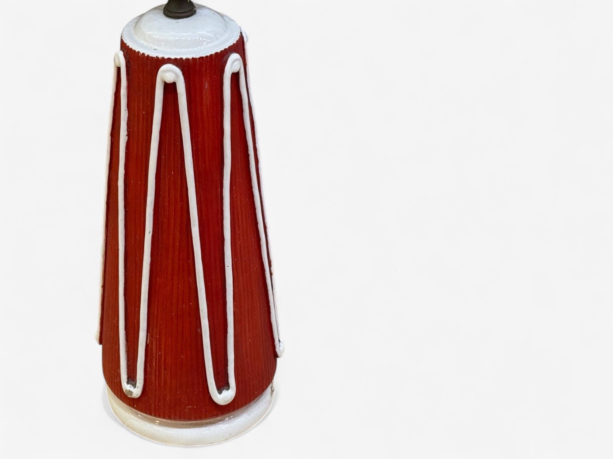 Italian Modern, Red Ceramic, Table Lamp, Italy, 1950s