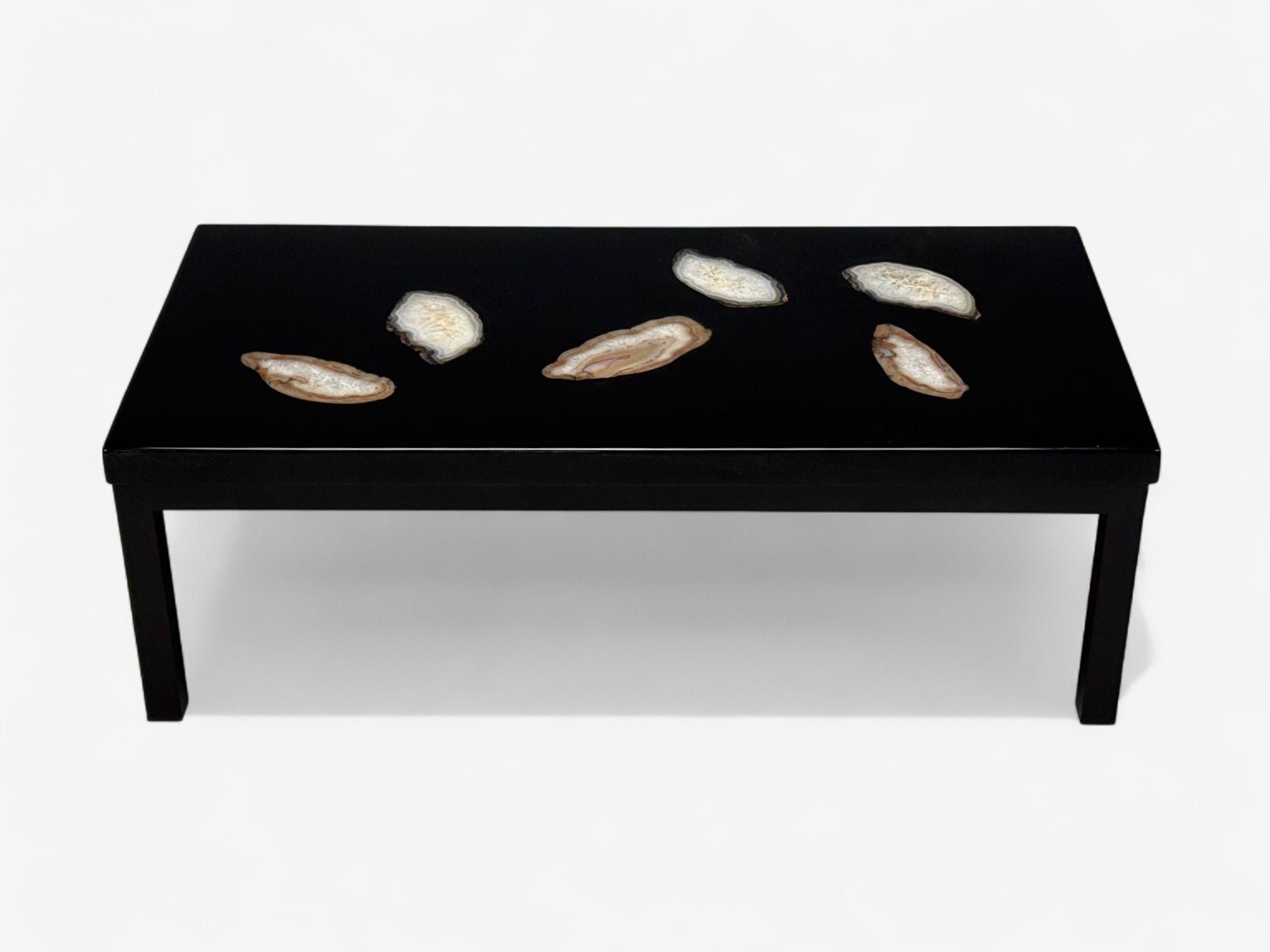 Ado Chale, Black Resin, Agate, Coffee Table, Belgium, 1990s