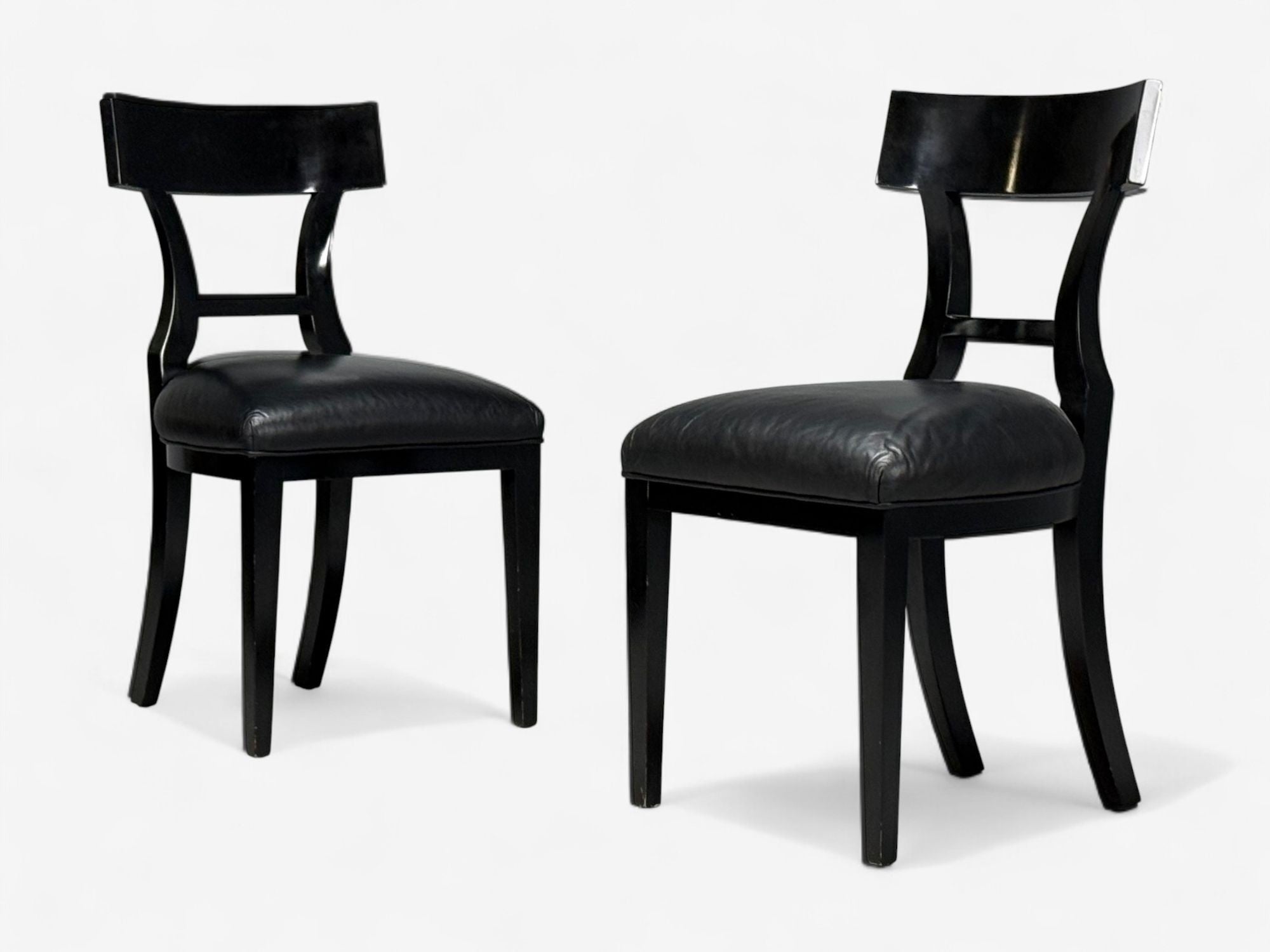 Niedermaier, Ebonized Wood, Leather, Klismos Dining Chairs, USA, 21st C.