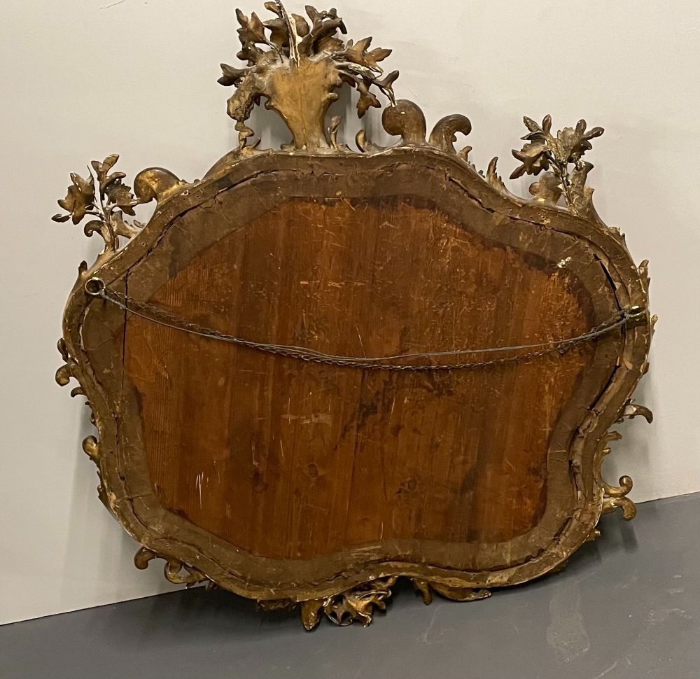 19th 20th Century Giltwood French Mirror, Wall or Console, Floral Decorated