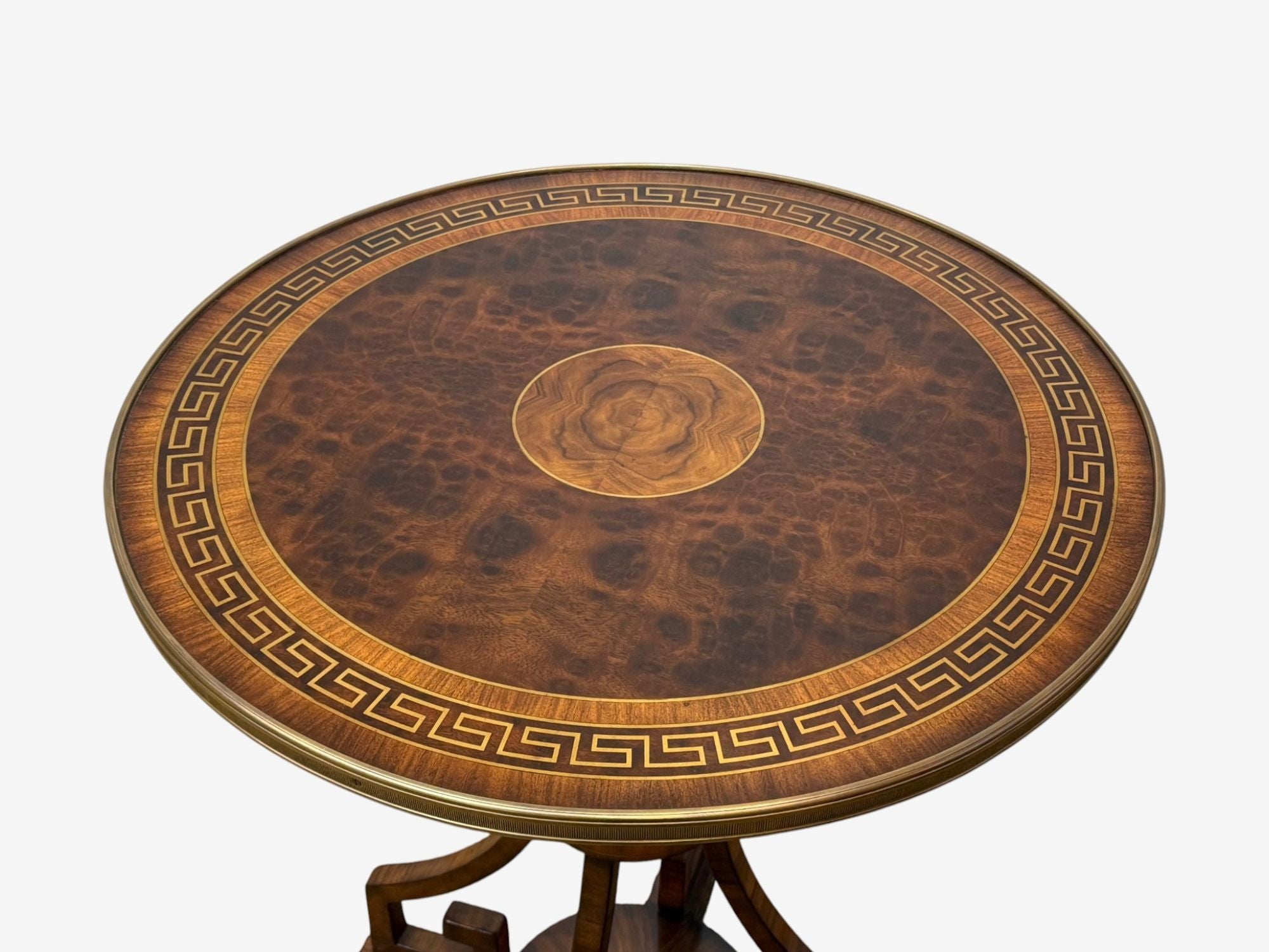 Russian Neoclassical, Burlwood, Brass, Gueridons, France, 1950s