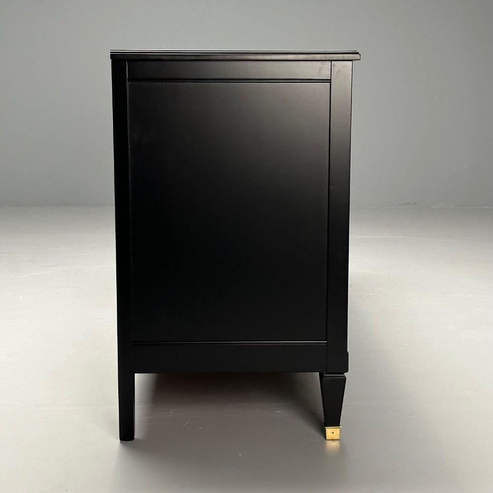 Kindel, Hollywood Regency Style, Dresser, Matte Black, Brass, USA, 1970s