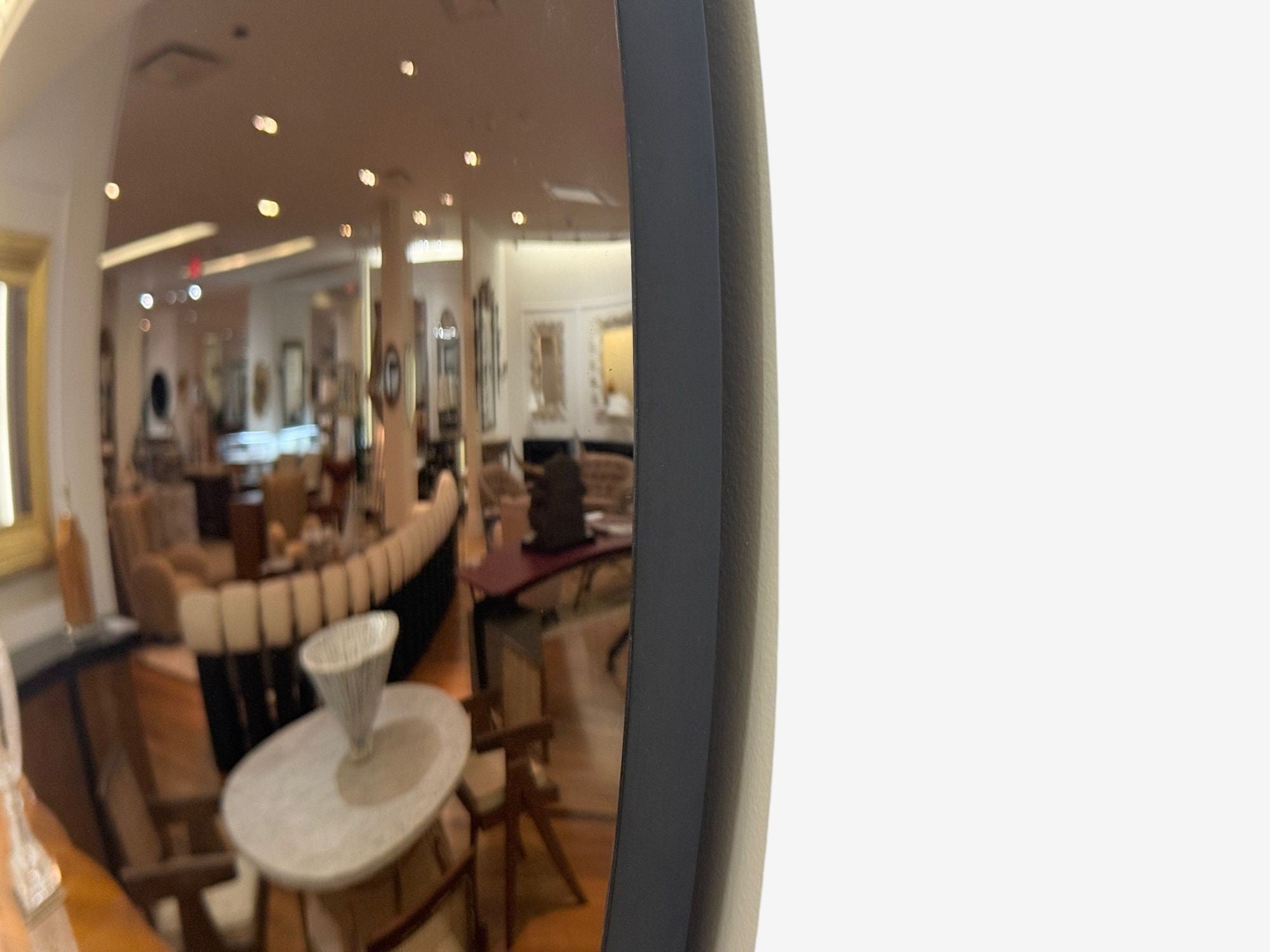 Contemporary, Convex Glass, Brass, Silver Space Age Wall Mirror