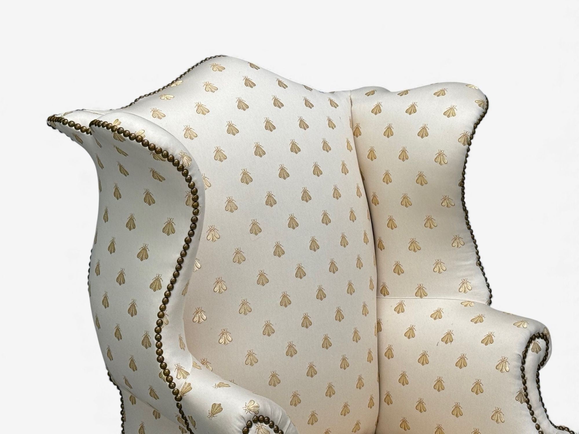 Queen Anne , Scalamandre Fabric, Mahogany, Wingback Chair, England, 19th c.